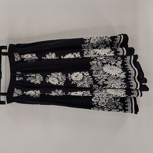 Marmalade Cotton Midi Skirt Size Medium Black White Print